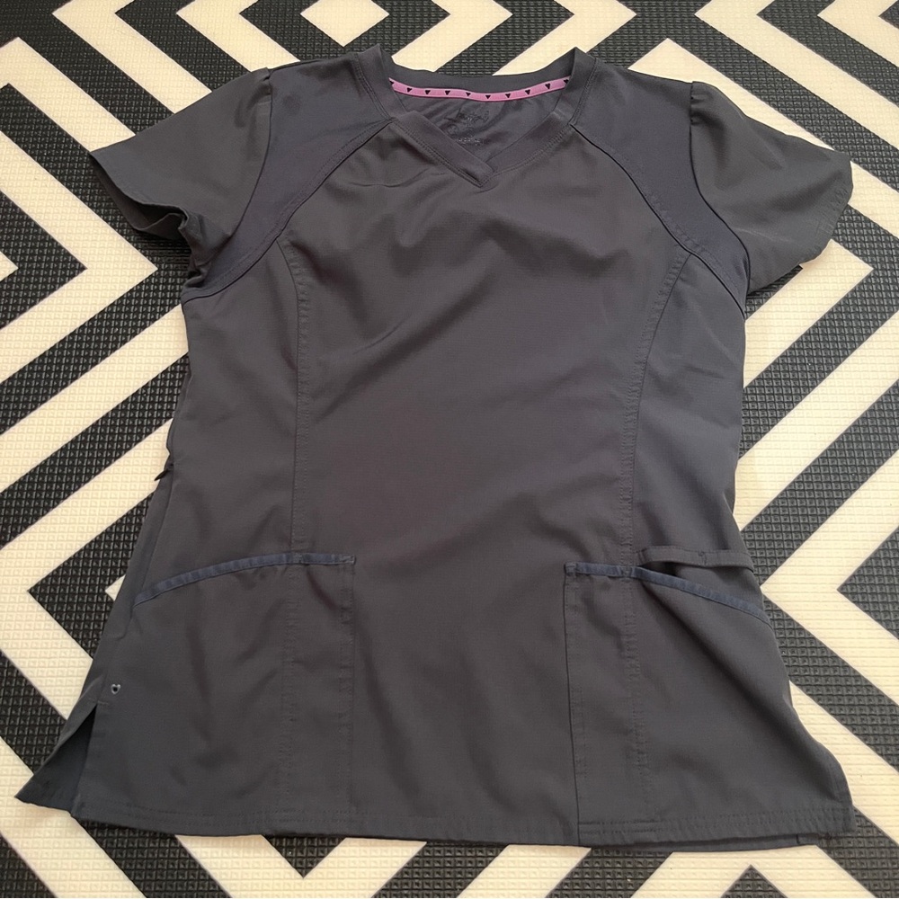 HeartSoul Pewter Scrub Top sz S